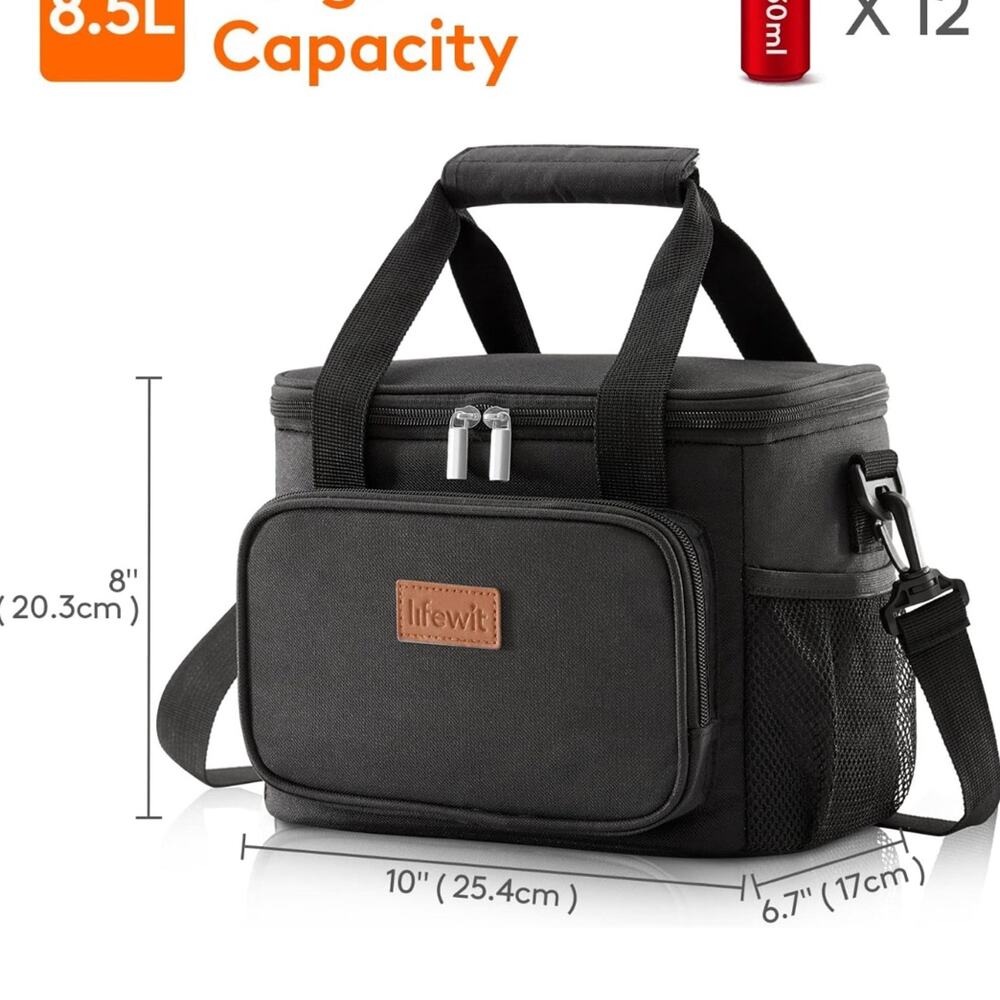 Lifewit 12 Can Large Lunch Bag Insulated Lunch Box Cooler Bag, Black